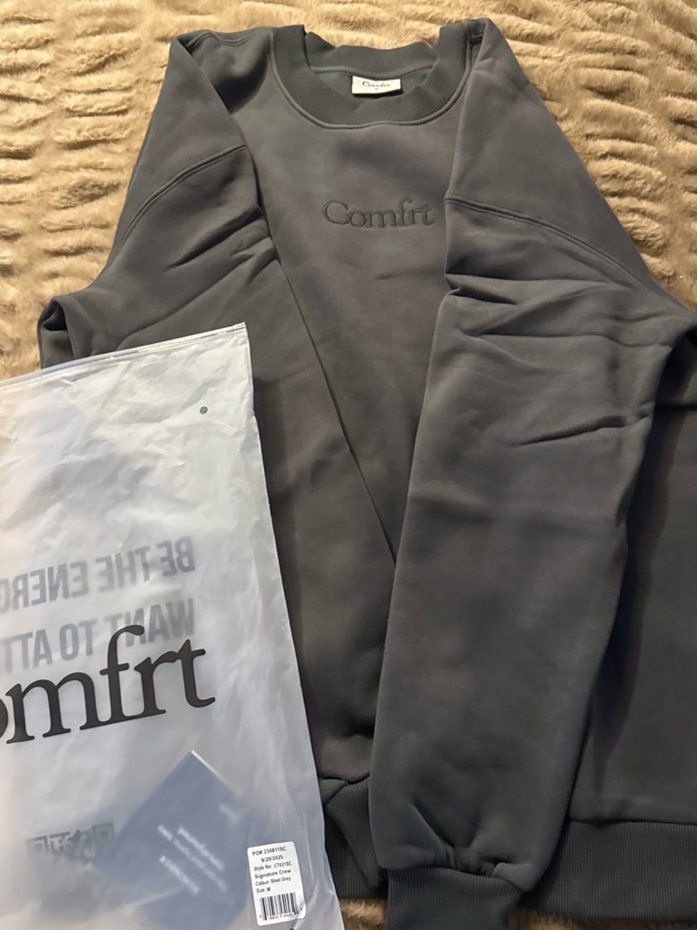 Comfrt Embroidered Crewneck Sweatshirt in Charcoal Gray